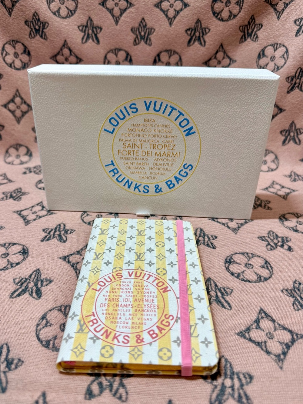 Louis VuittonTrunks & Bags Notebook in Yellow, Pink & White. PM size with Box